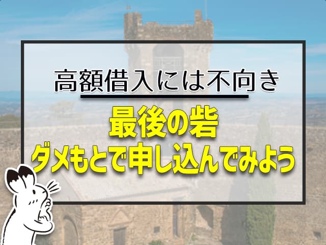 高額借り入れには不向きですが、最後の砦。駄目元で申し込んでみよう